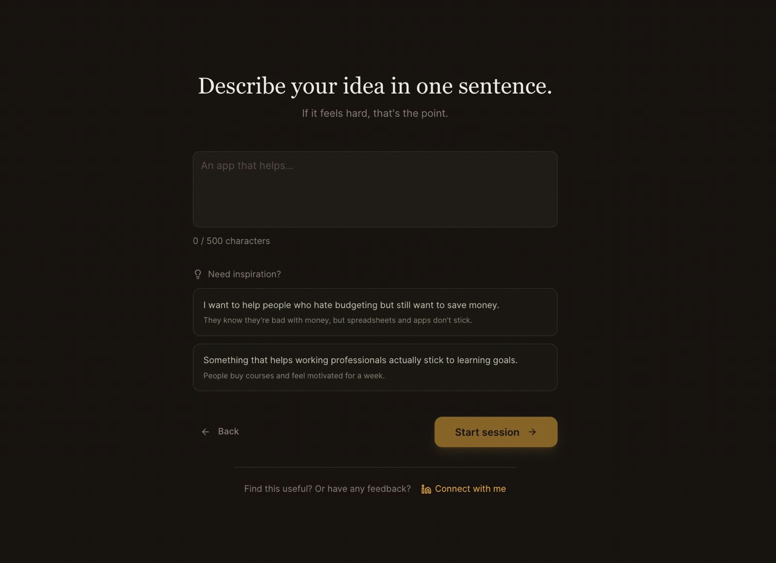 Thinking Partner to Validate Ideas - Screenshot 2 showing product features and functionality