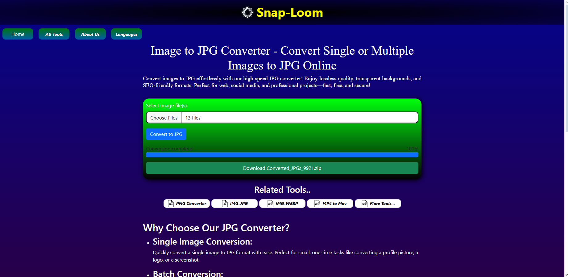 SnapLoom JPG Converter - Free JPG converter - convert in seconds with full privacy media 1