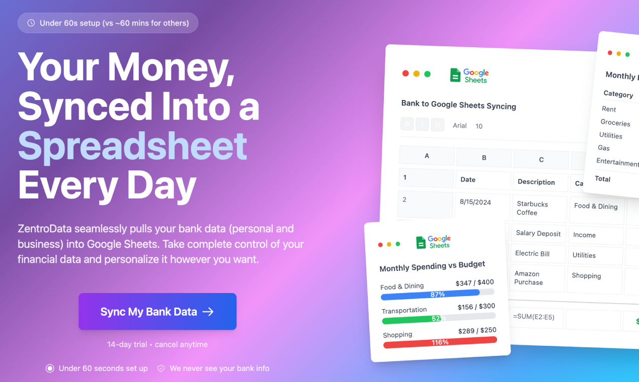 ZentroData: Your bank. Your Sheet. Done. gallery image