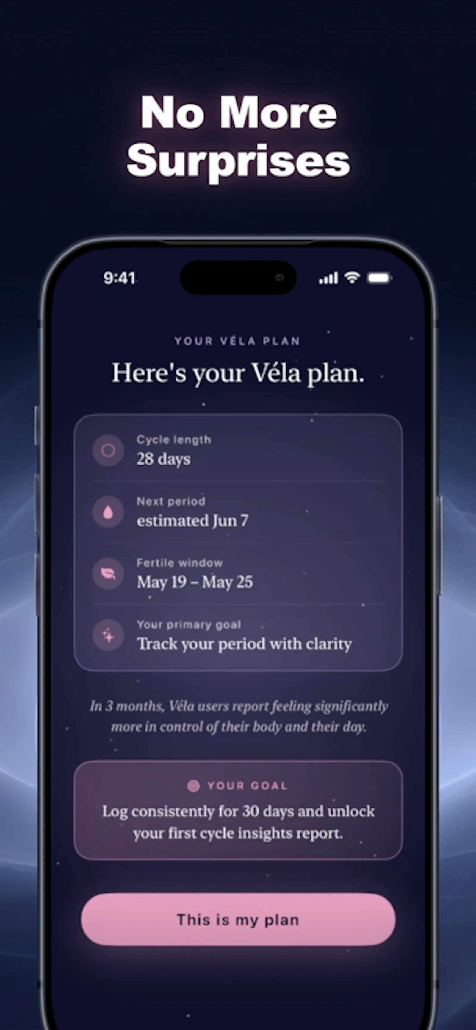 Véla — privacy-first cycle tracking screenshot 2