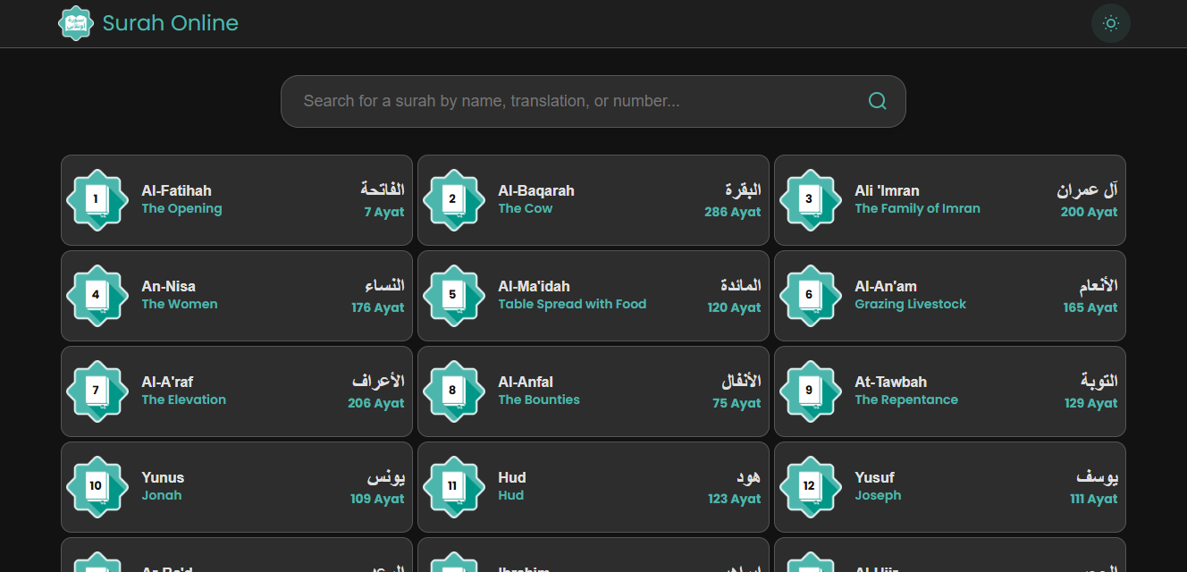 Surah Online - Main product screenshot demonstrating key features and user interface