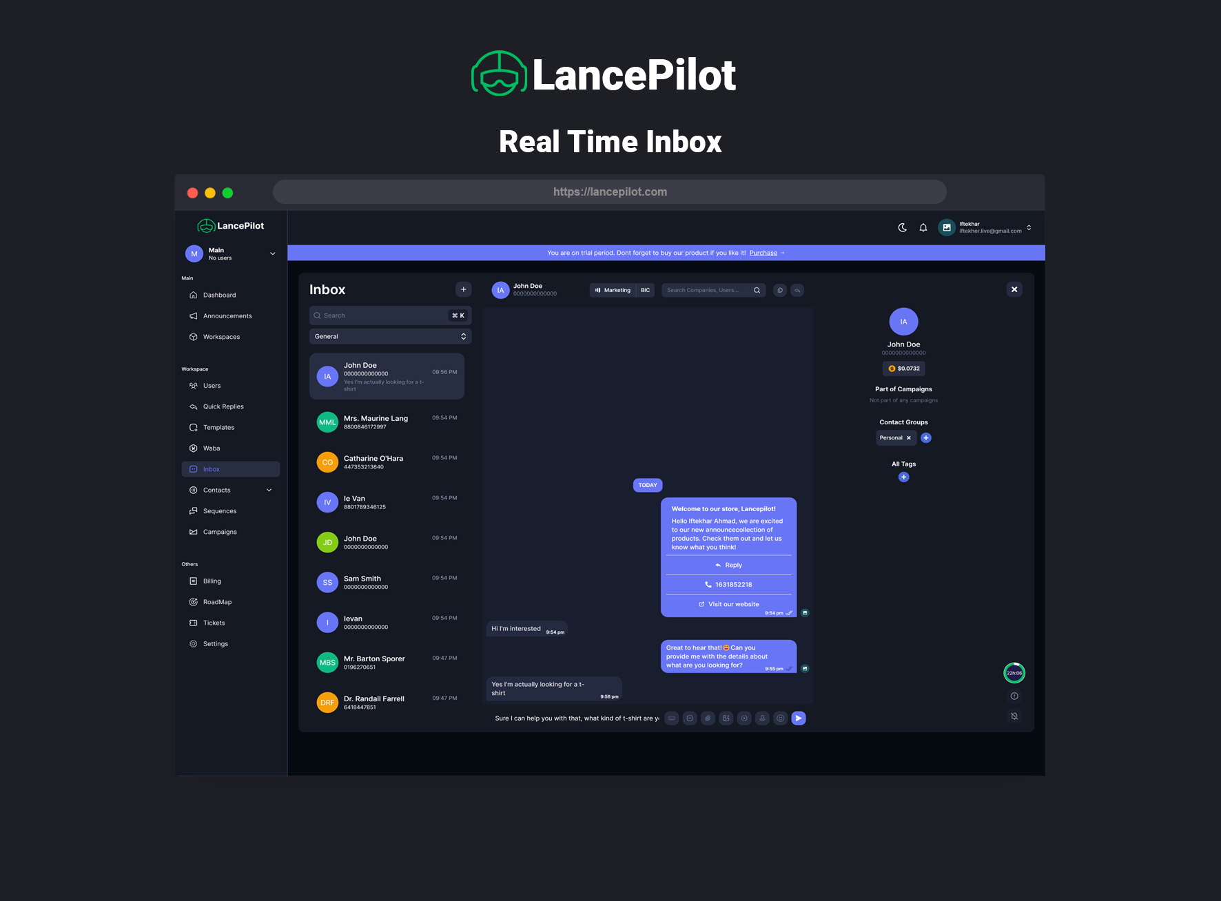 Lancepilot - 運行WhatsApp營銷活動，跟踪，日程安排和CRM media 3