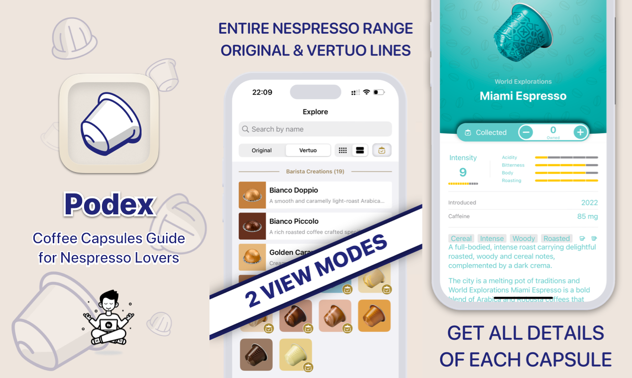 Podex - Zoek, verzamel en log elke Nespresso -koffiecapsules in media 2