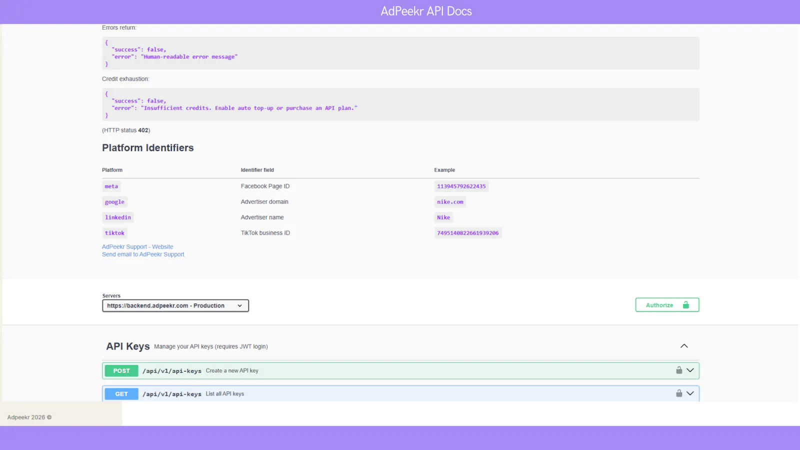 AdPeekr - API screenshot 5