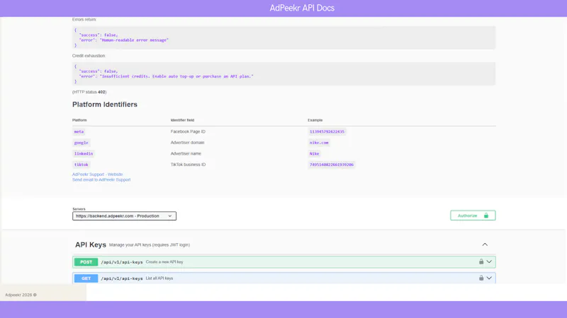AdPeekr - API screenshot 5