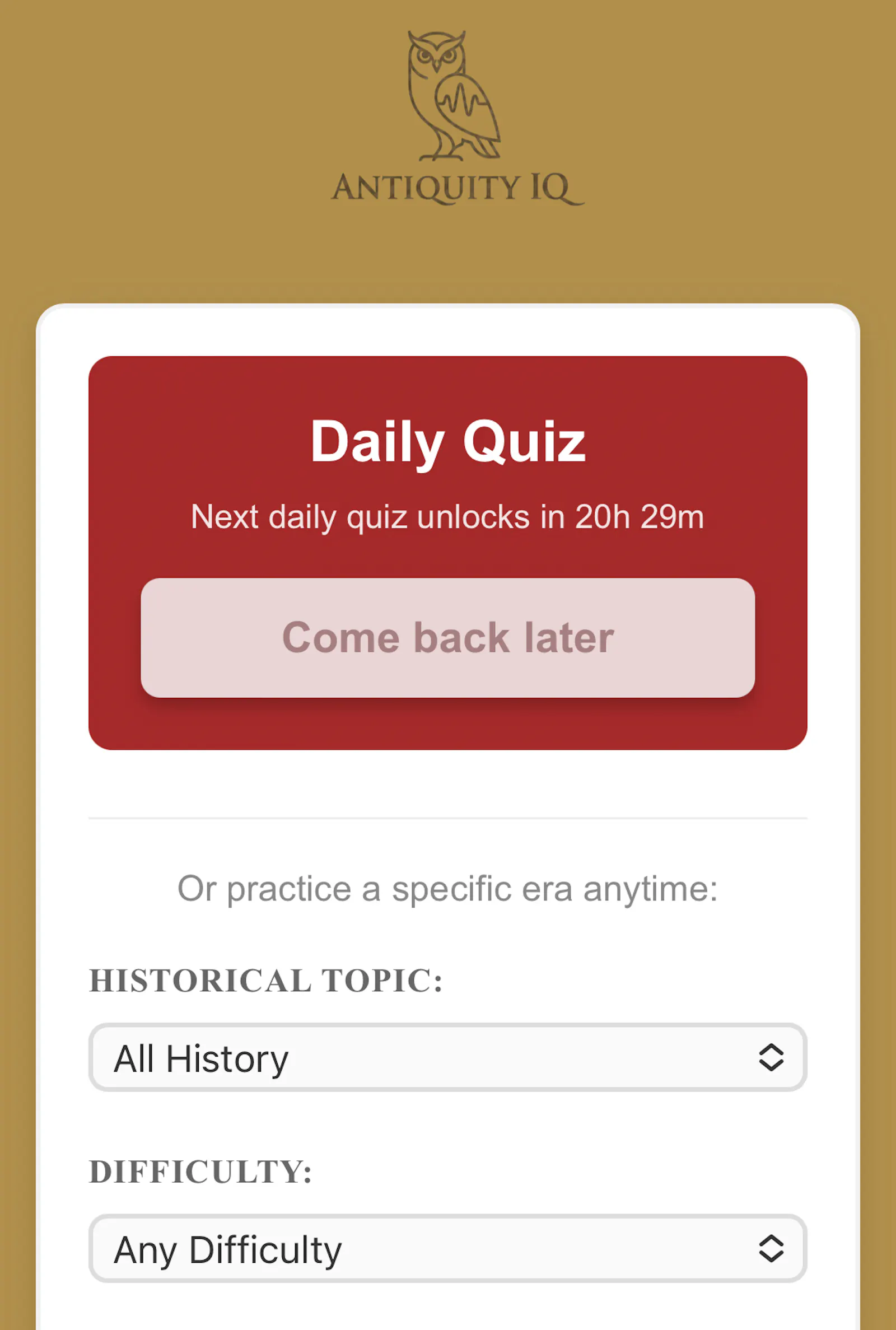 Antiquity IQ screenshot 2