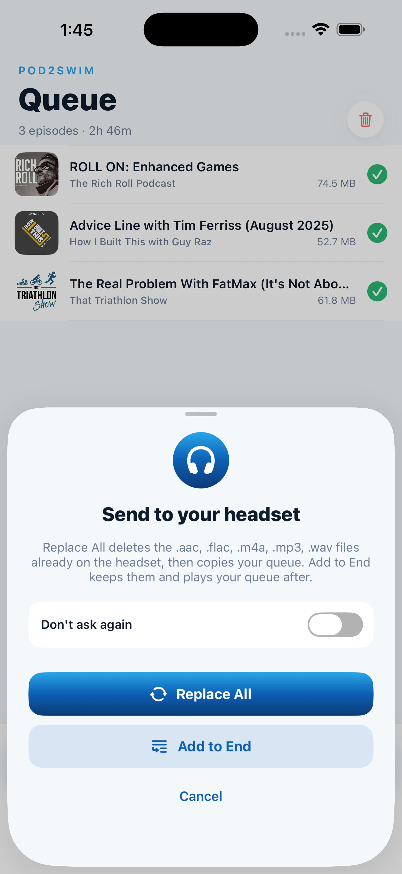 Pod2Swim — Podcasts on your swim headset screenshot 3