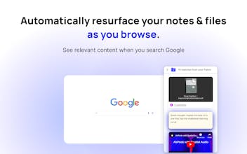 Related saved notes and tailored content during Google search