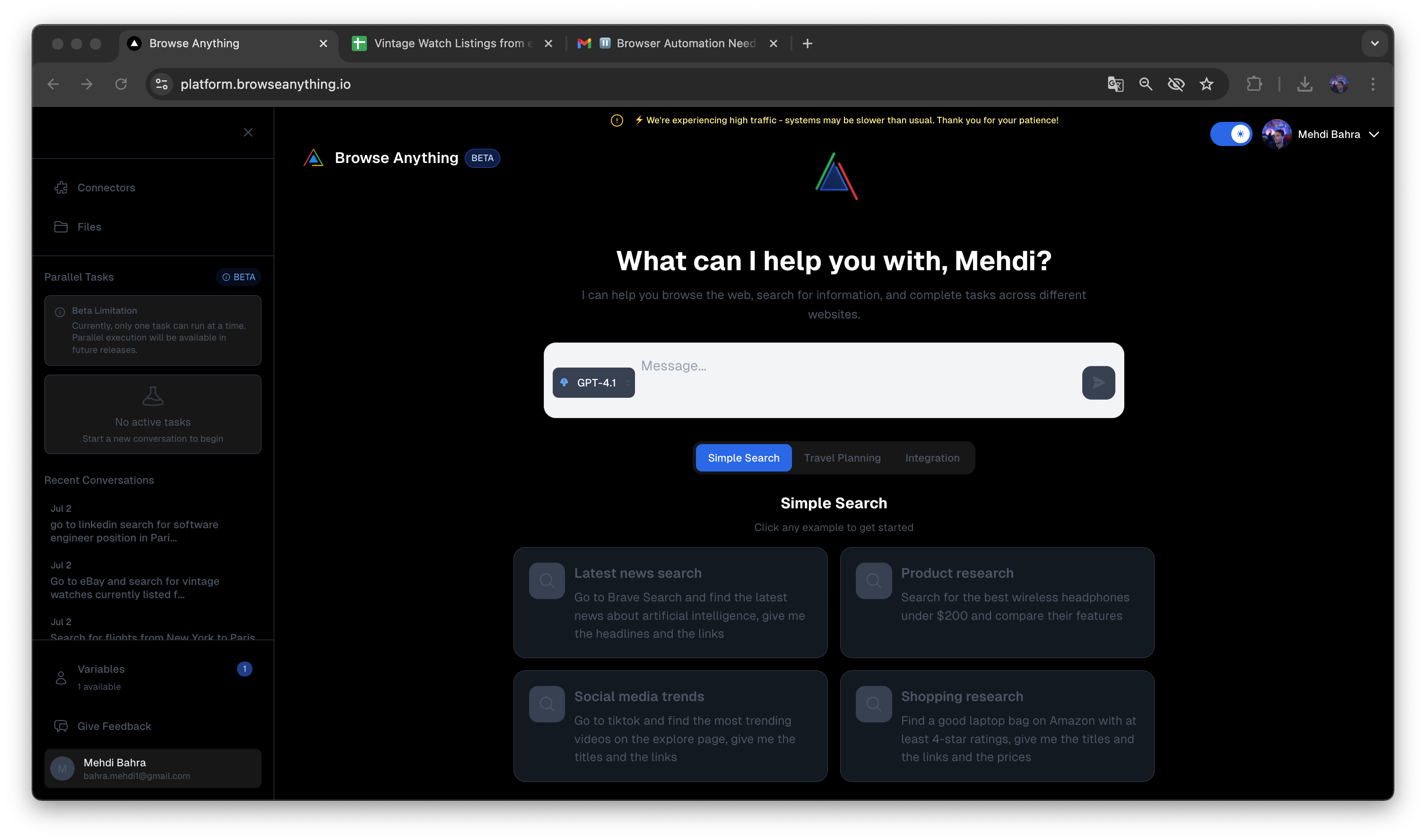 Mídia 6 de Navegue por qualquer coisa (agente do navegador da IA) - Agente do navegador de IA que automatiza qualquer tarefa da web instantaneamente