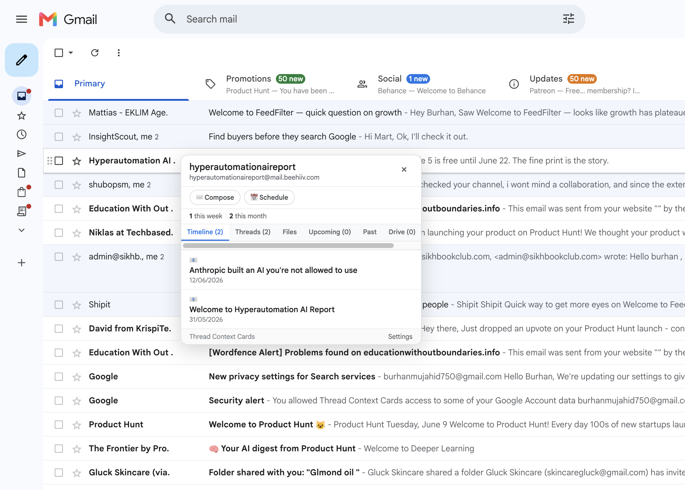 Thread Context Cards — Context for Gmail gallery image