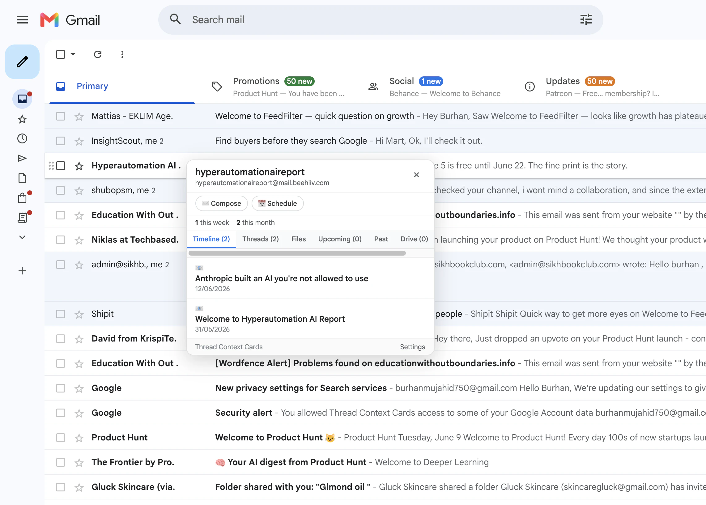 Thread Context Cards — Context for Gmail 截图 2