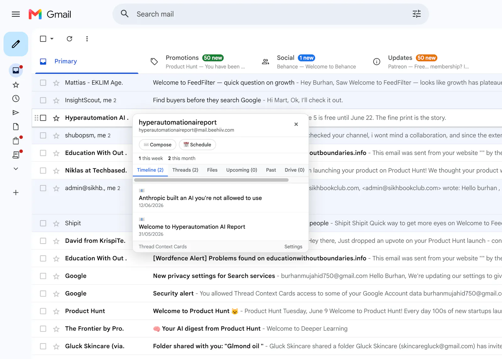 Thread Context Cards — Context for Gmail screenshot 2