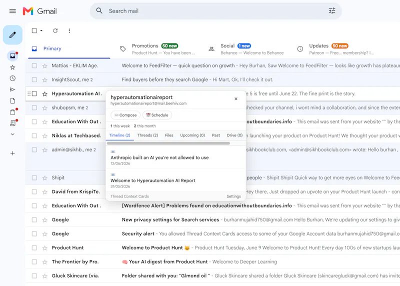 Thread Context Cards — Context for Gmail screenshot 2