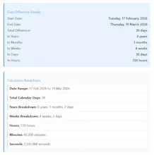 Difference Between Two Dates Calculator gallery image