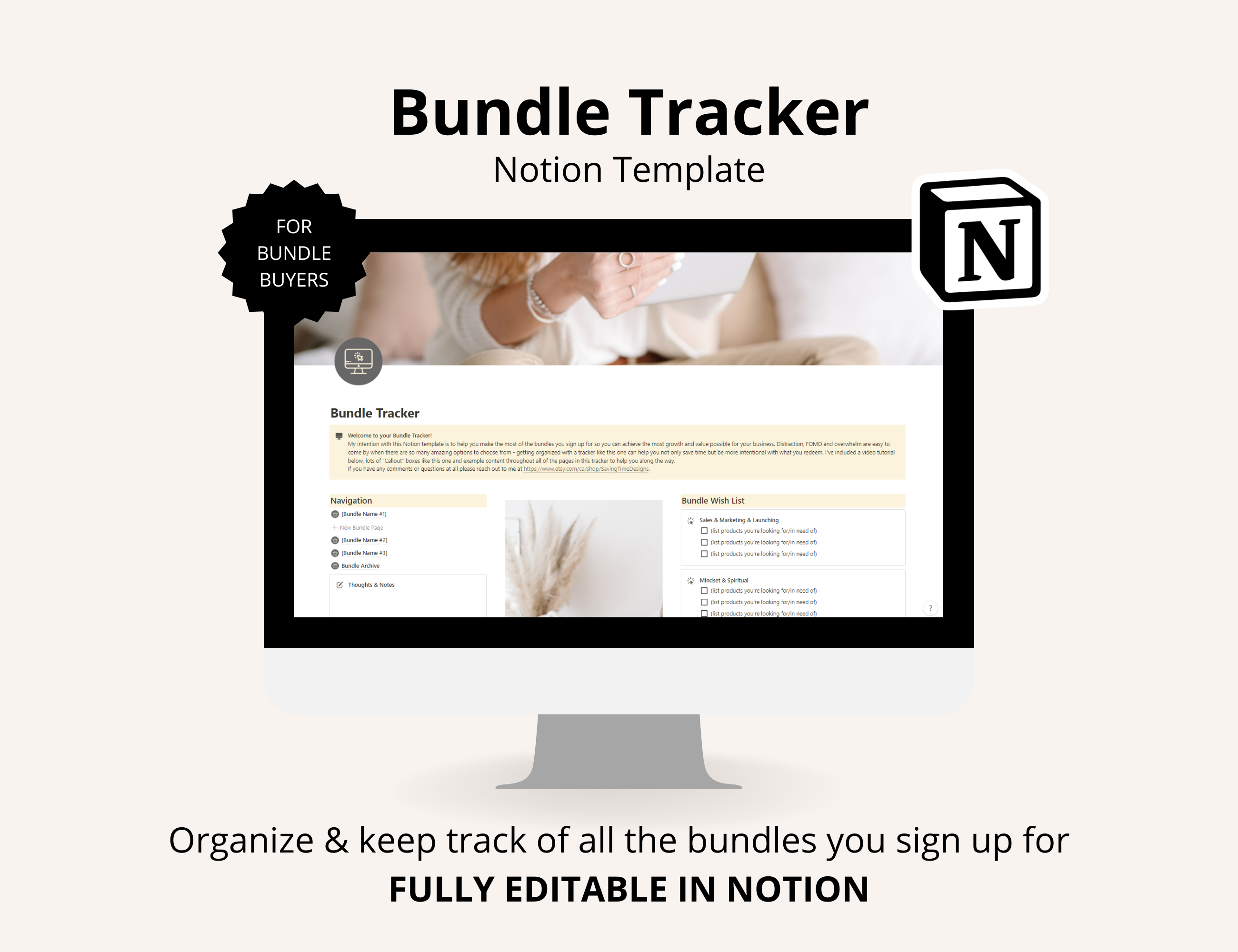 เทมเพลตความคิดตัวติดตามมัด - Bundle Buyers: จัดระเบียบชุดออนไลน์ที่คุณสมัครใช้งาน! media 1