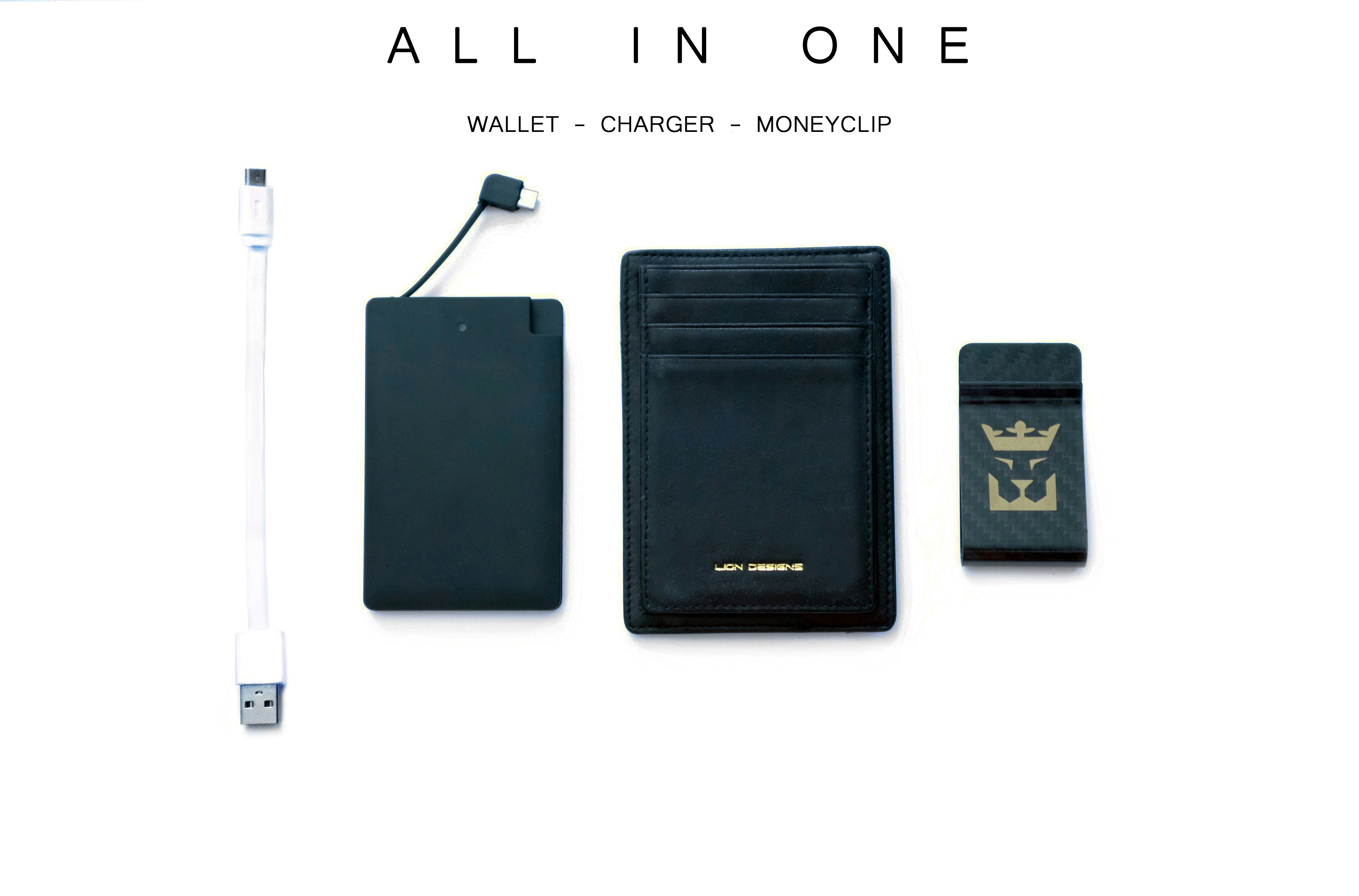 Luxury Wallet with Money Clip & Portable Charger gallery image