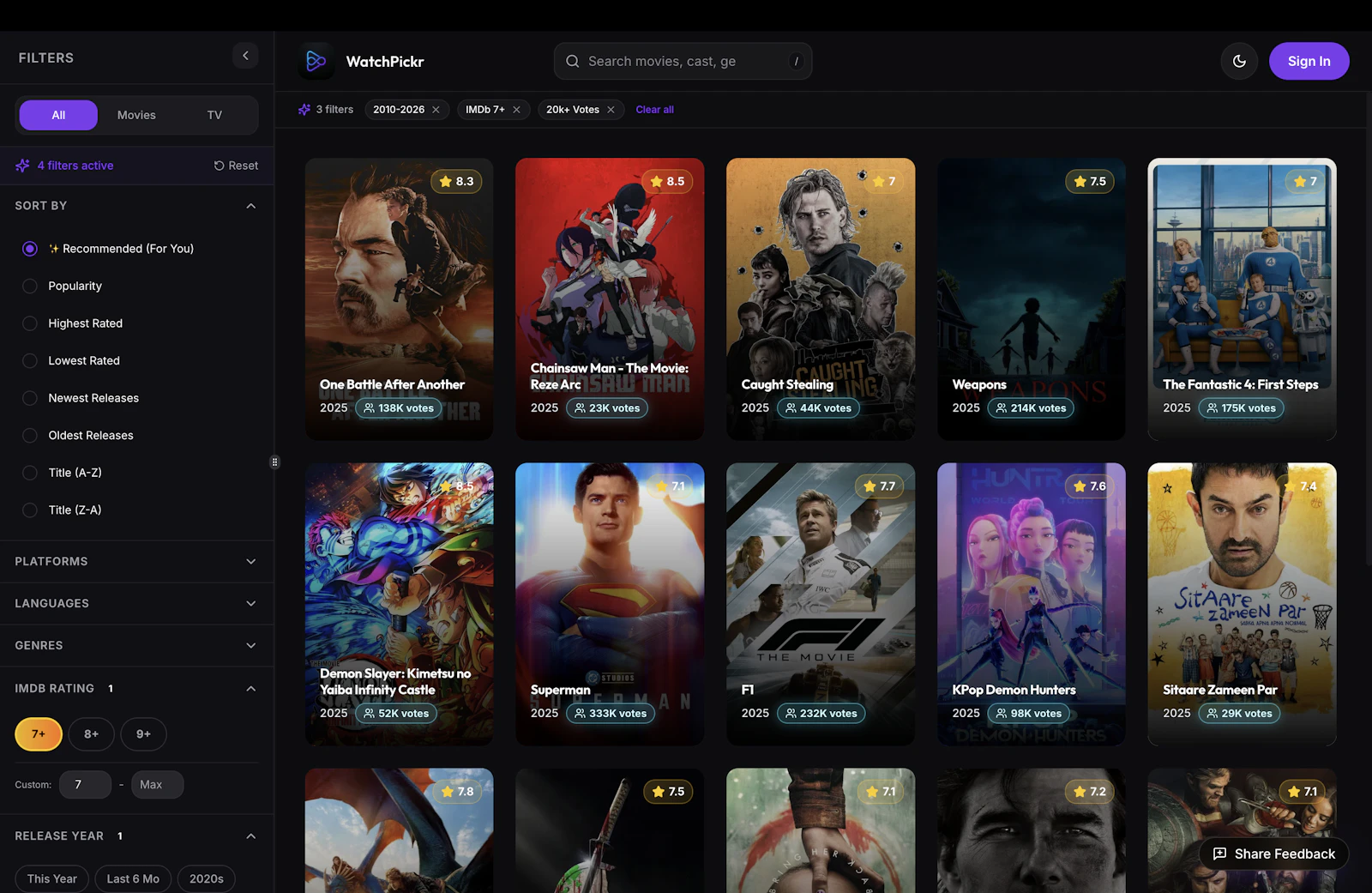 WatchPickr screenshot 1