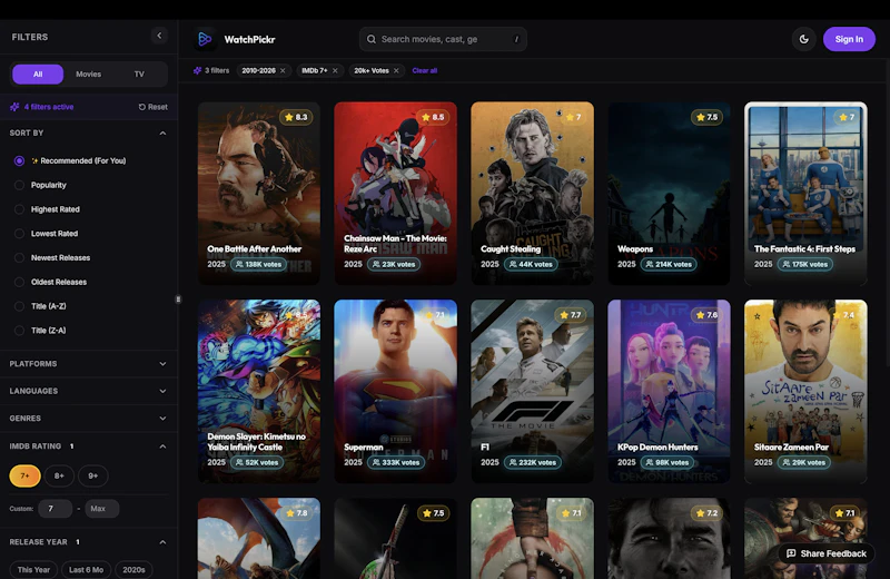 WatchPickr screenshot 1