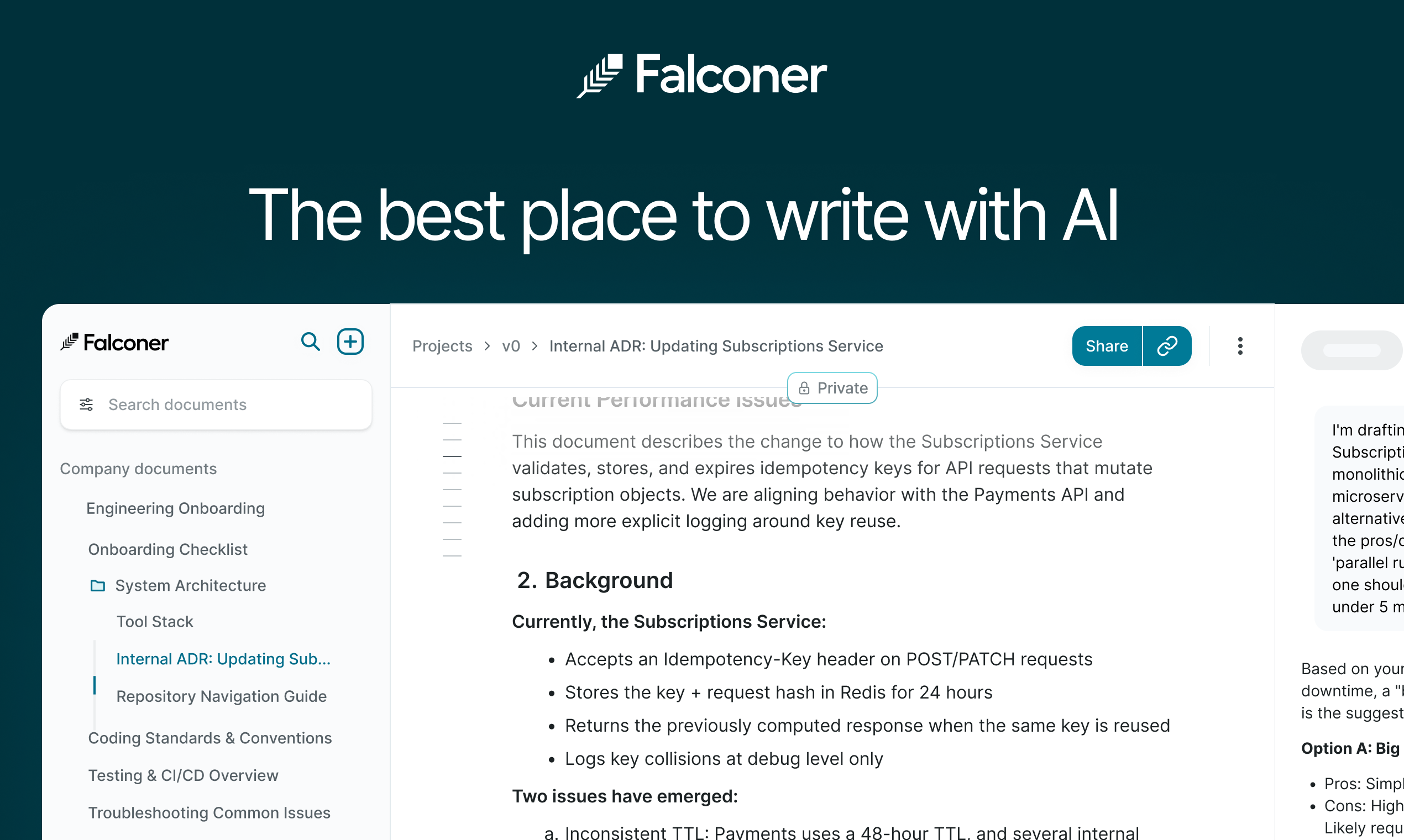 Falconer - Main product screenshot demonstrating key features and user interface