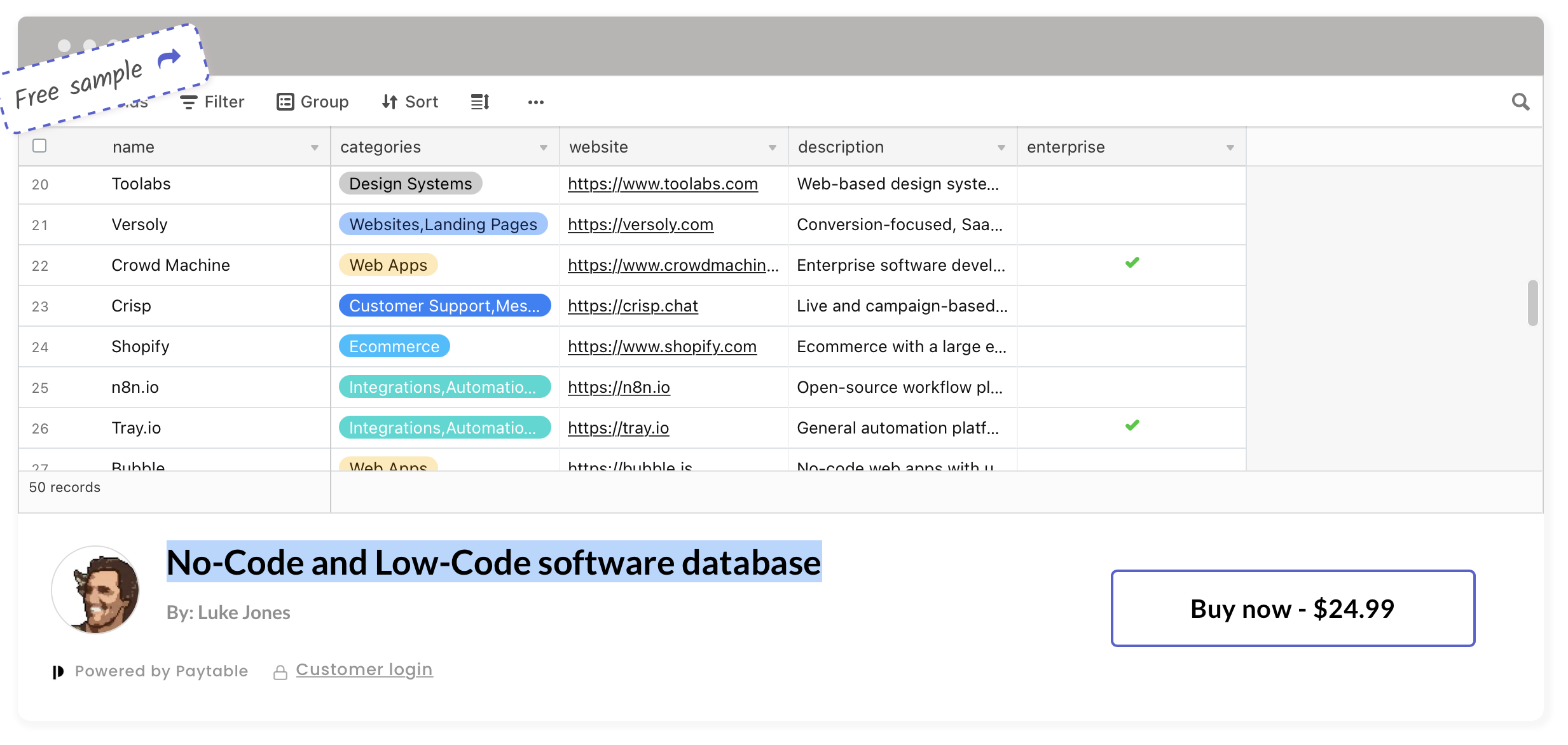 No-Code and Low-Code software database gallery image