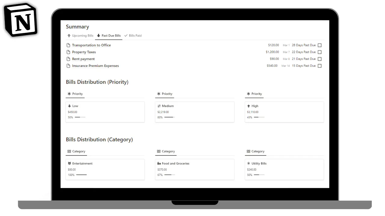 Notion Bills Tracker gallery image