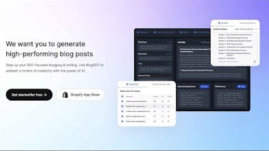 Скриншот приложения BlogSEO AI Shopify, синхронизирующегося с интернет-магазином