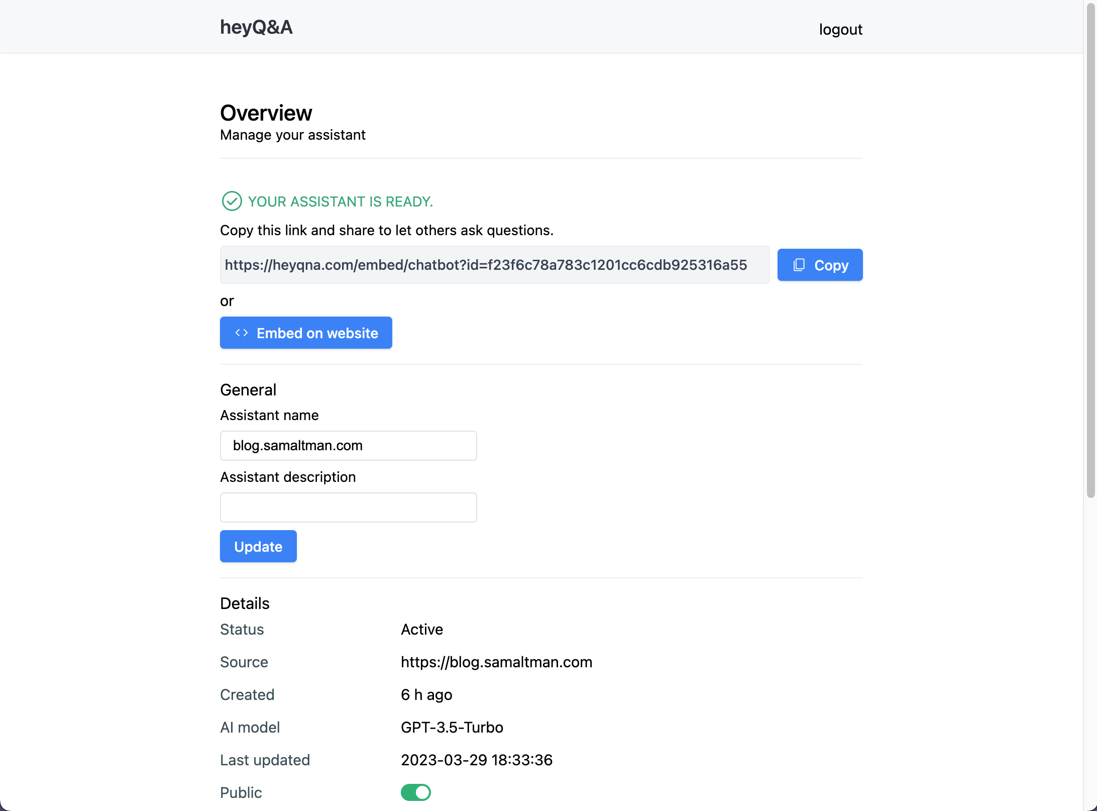 Heyq & a - Verwandeln Sie Ihre Website in wenigen Minuten in einen AI -Chatbot Medien 4