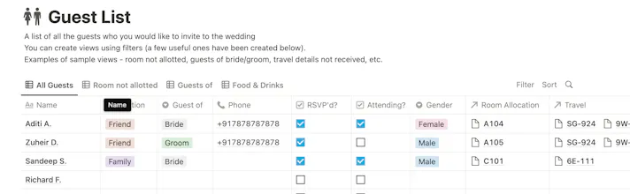 Indian Wedding Planner - Notion Template gallery image