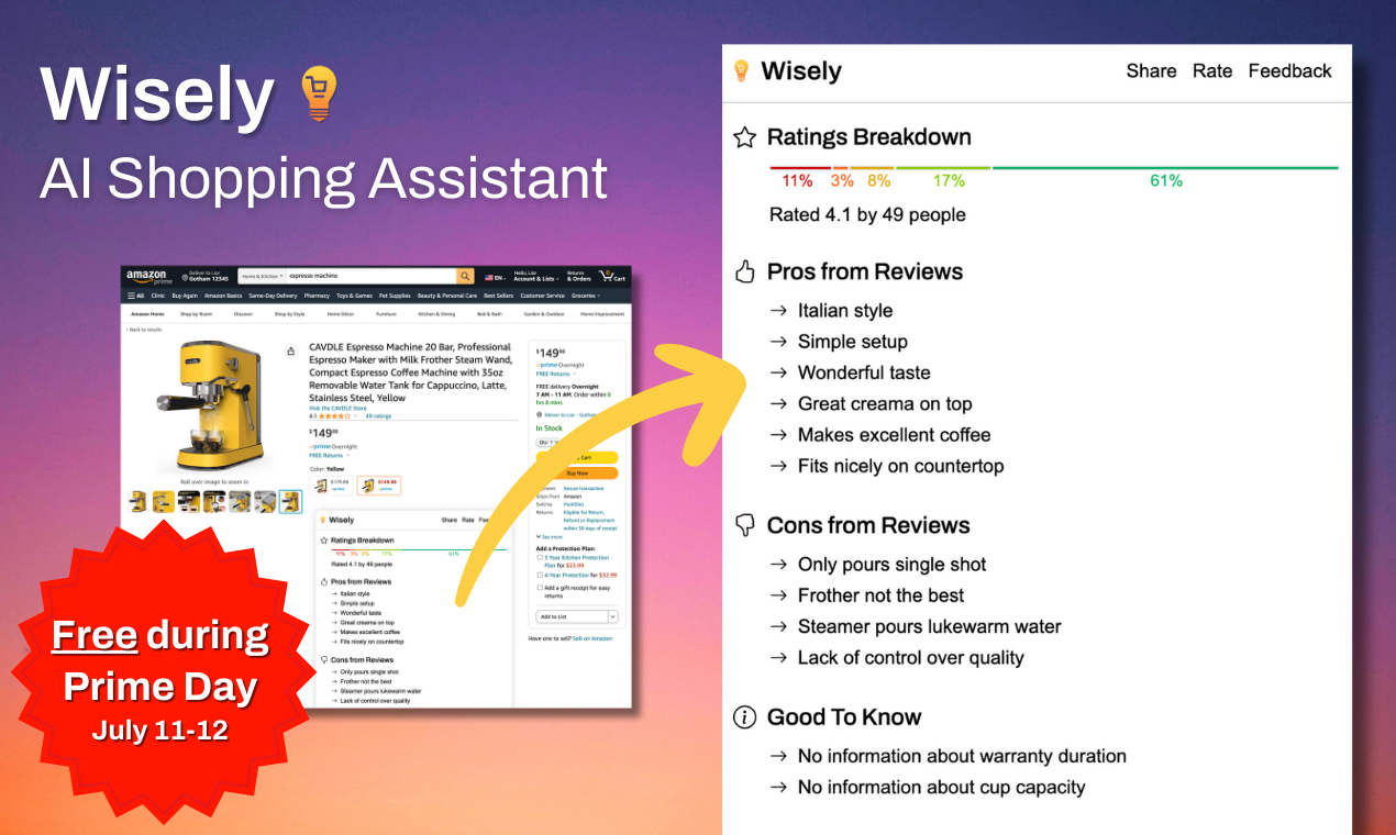 startuptile Wisely-AI assistant to help you shop wisely on Amazon