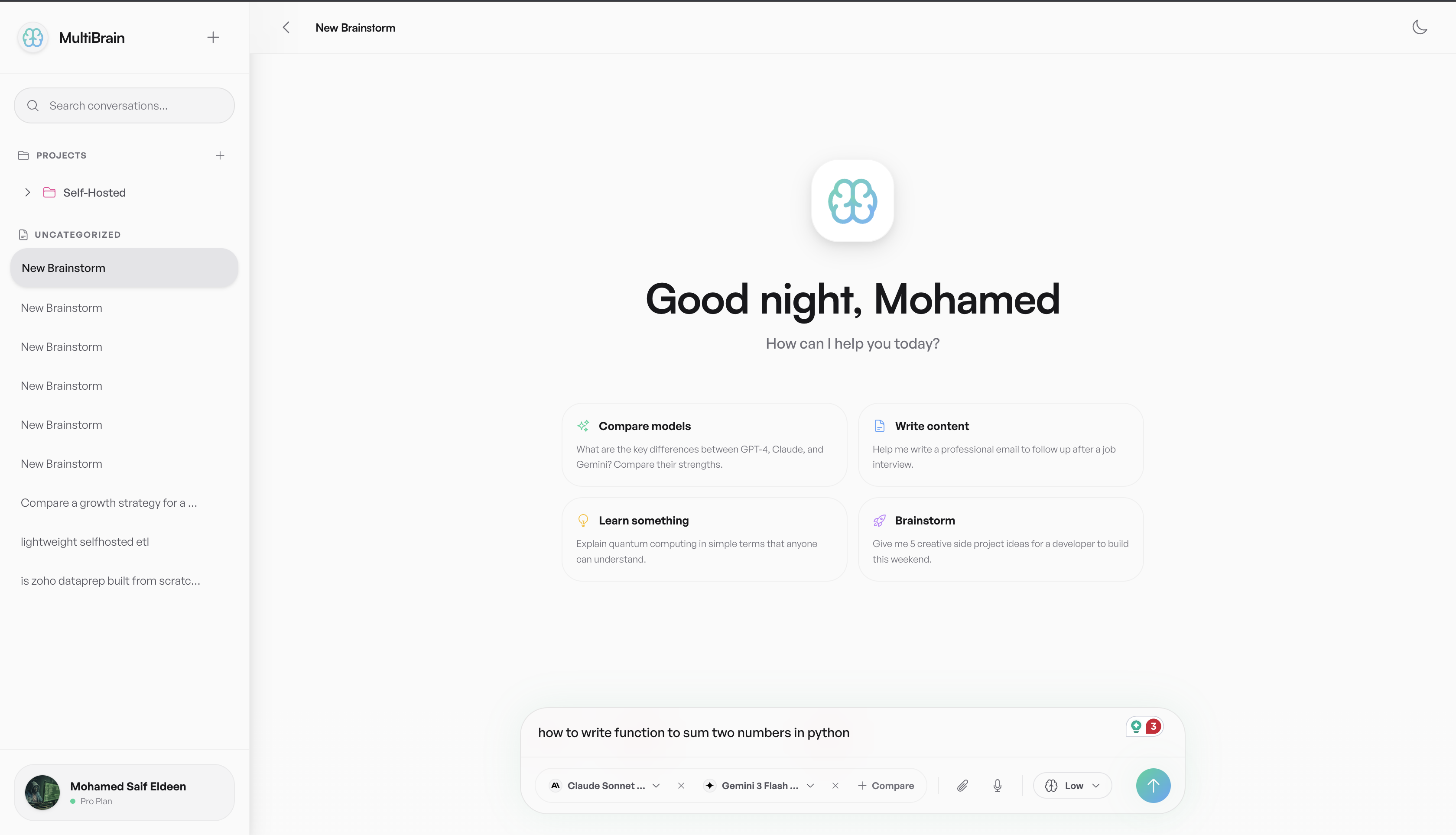 MultiBrain - Main product screenshot demonstrating key features and user interface