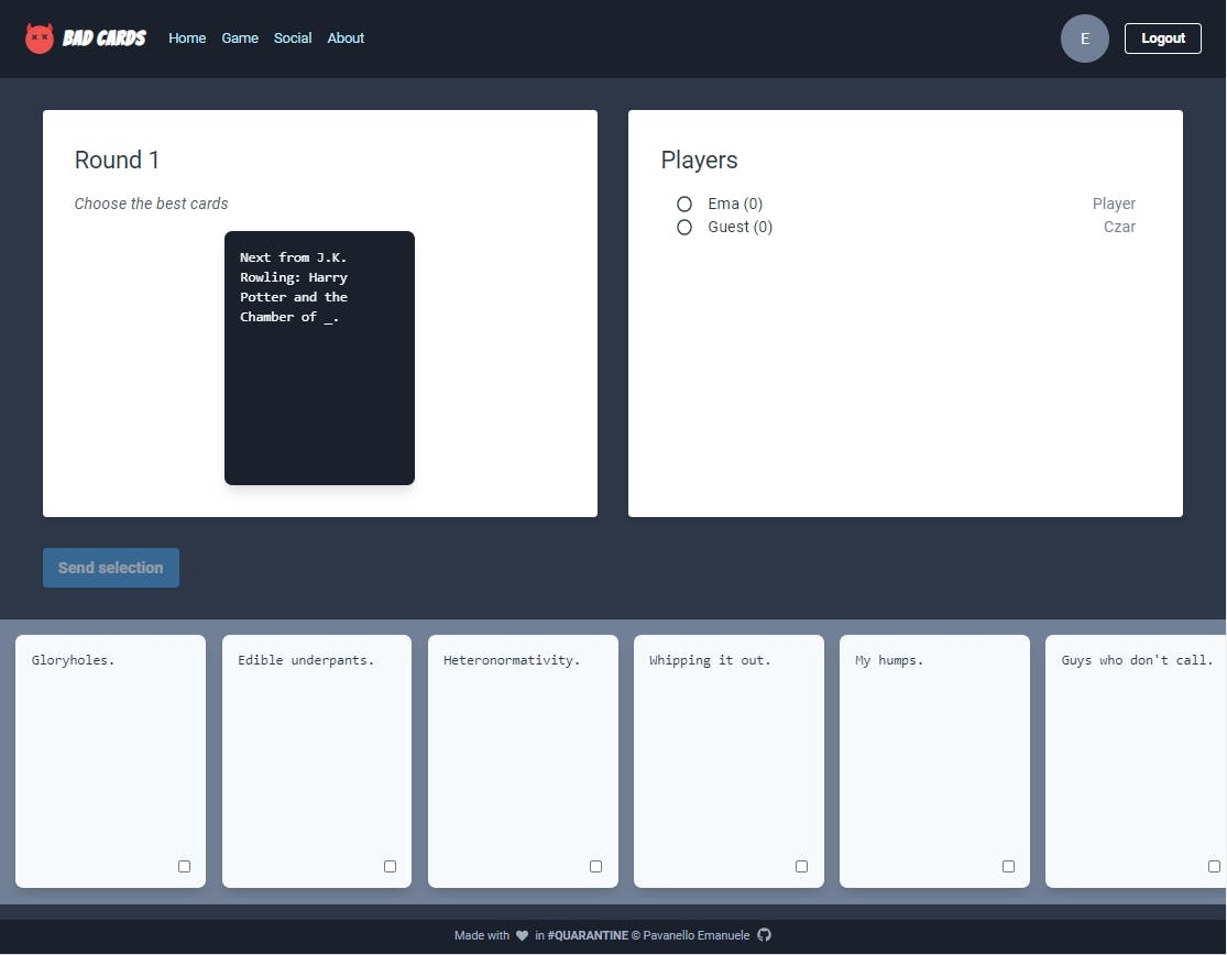 Bad Cards Hilarious Online Game Inspired By Cards Against Humanity Product Hunt