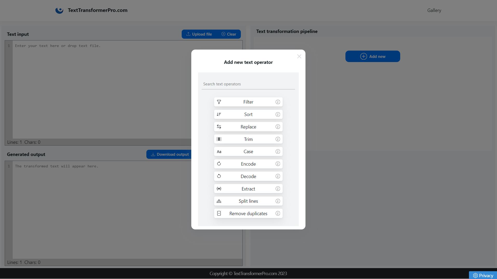TextTransformerPro.com - เป็นบริการเว็บฟรีเพื่อสร้างไปป์ไลน์การประมวลผลข้อความ media 2