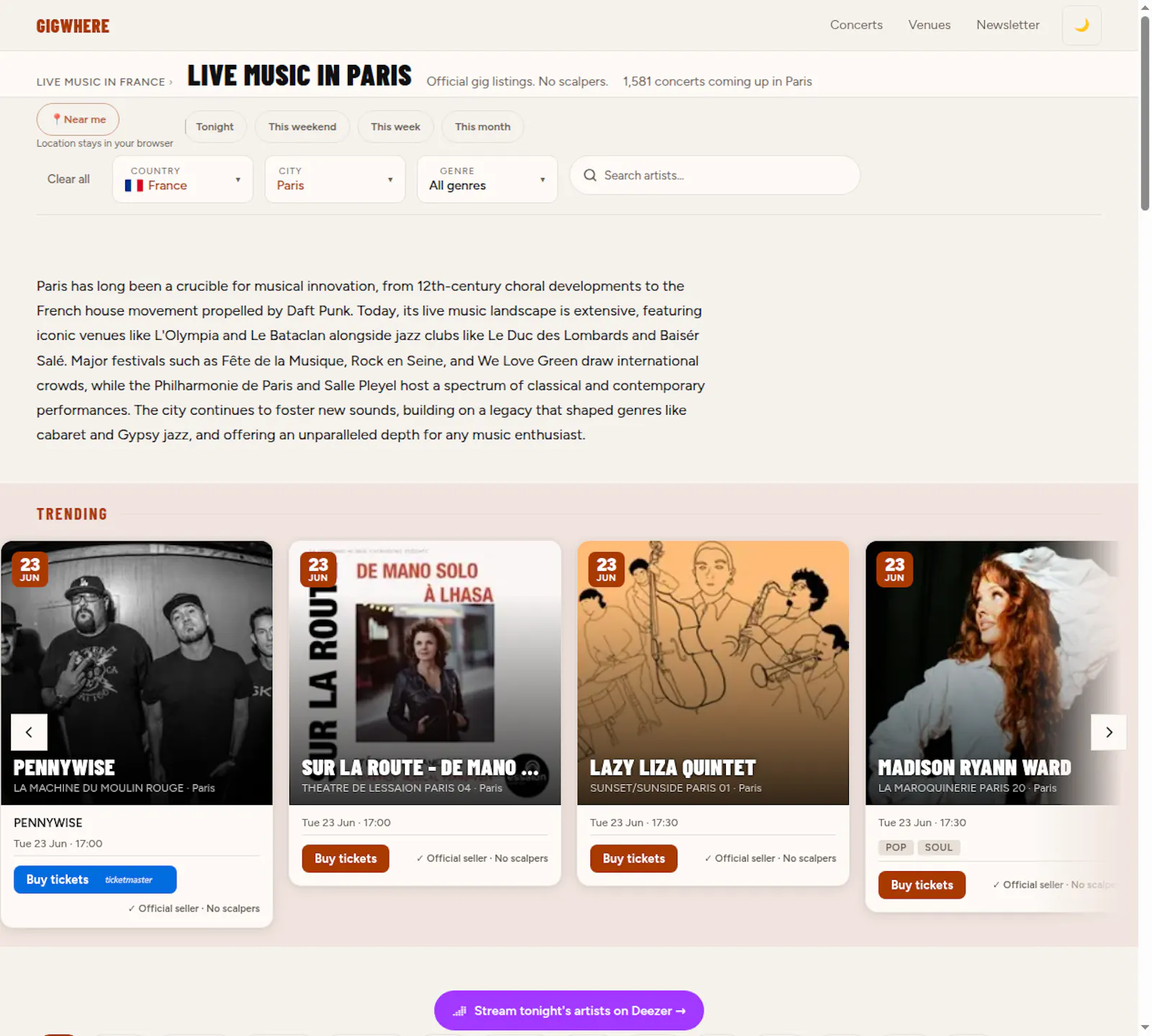 GigWhere screenshot 1