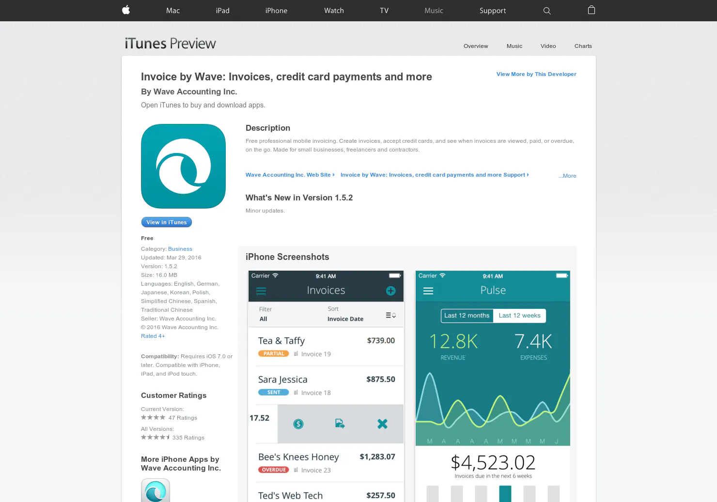 Wave Invoice for iOS