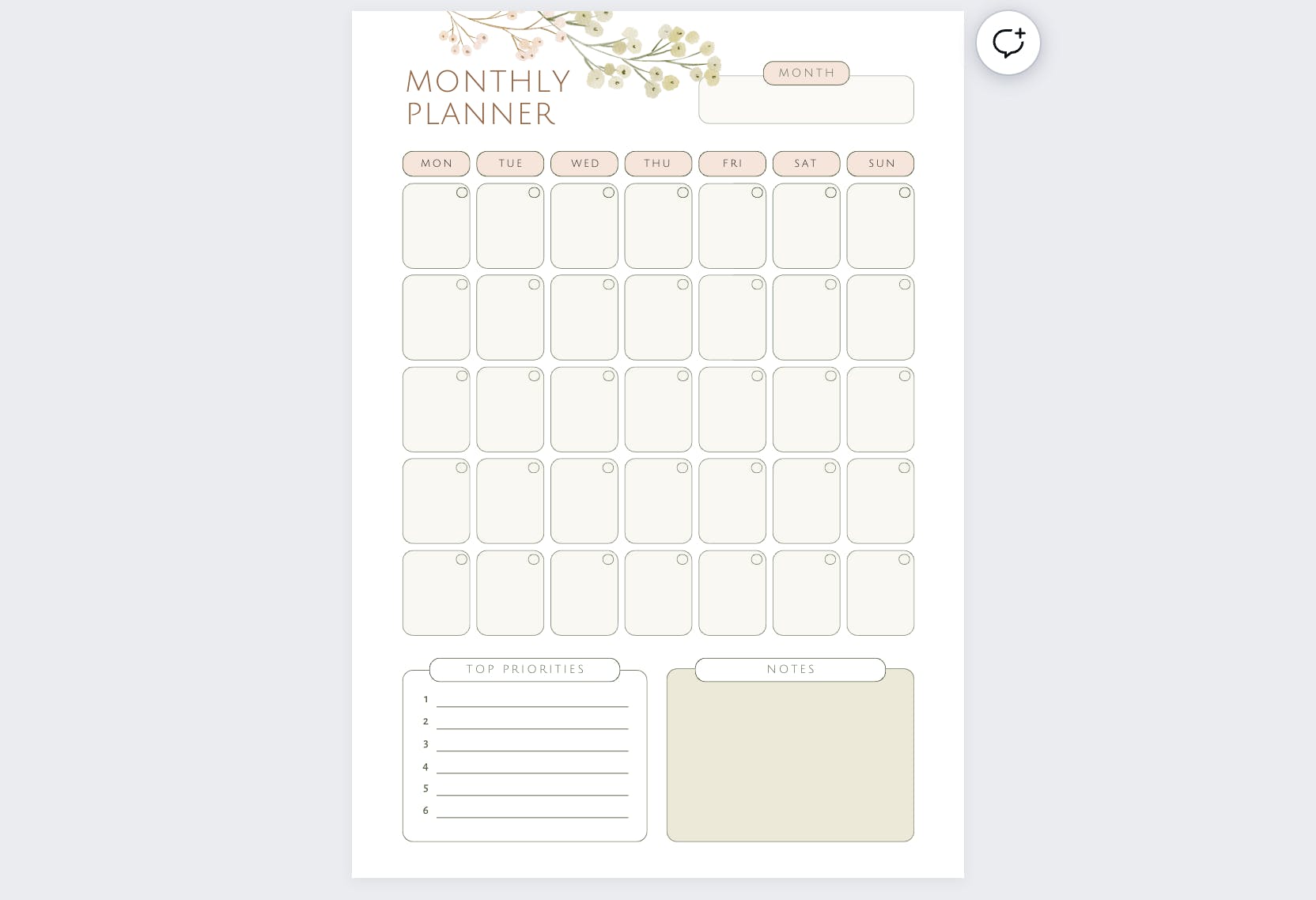 monthly planner