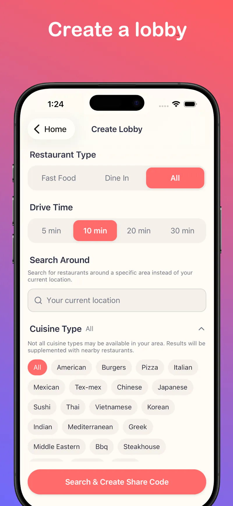 Where2Eat: Swipe  & Match screenshot 2