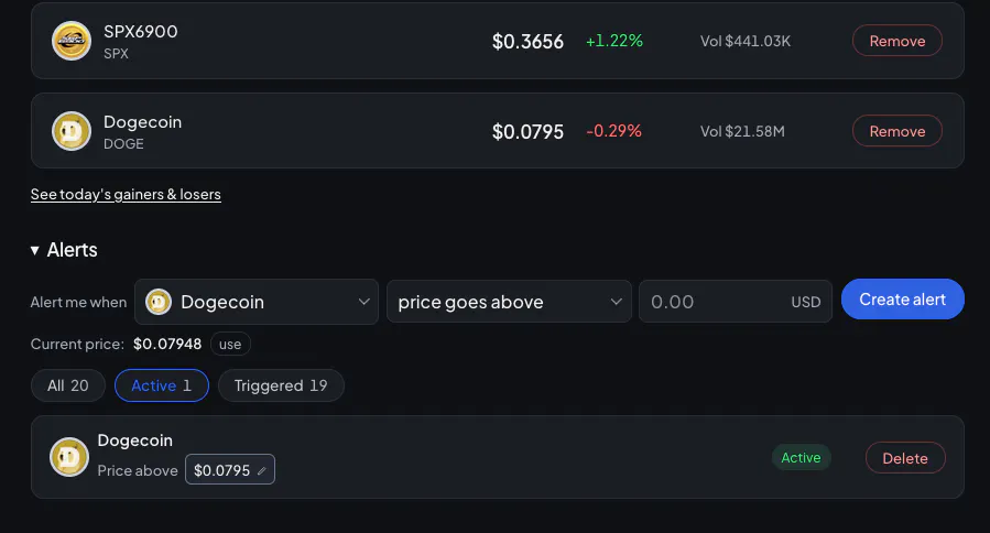 Memecoin Price Alerts gallery image