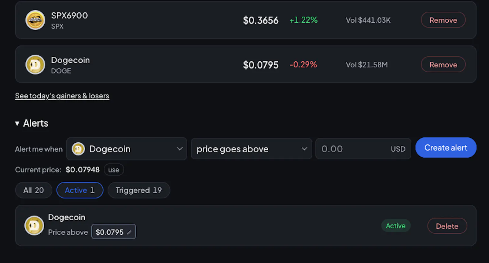 Memecoin Price Alerts screenshot 2