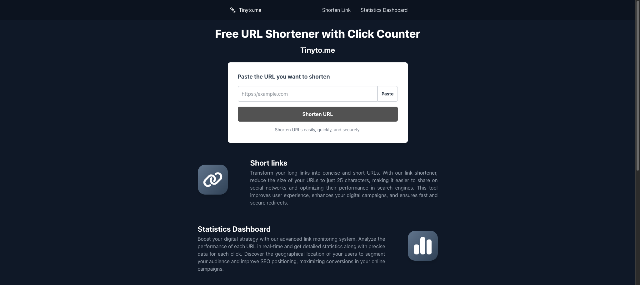 وسائط Tinyto.me - تقصير URL مجانًا مع التحليلات وعداد النقر الجغرافي. 1