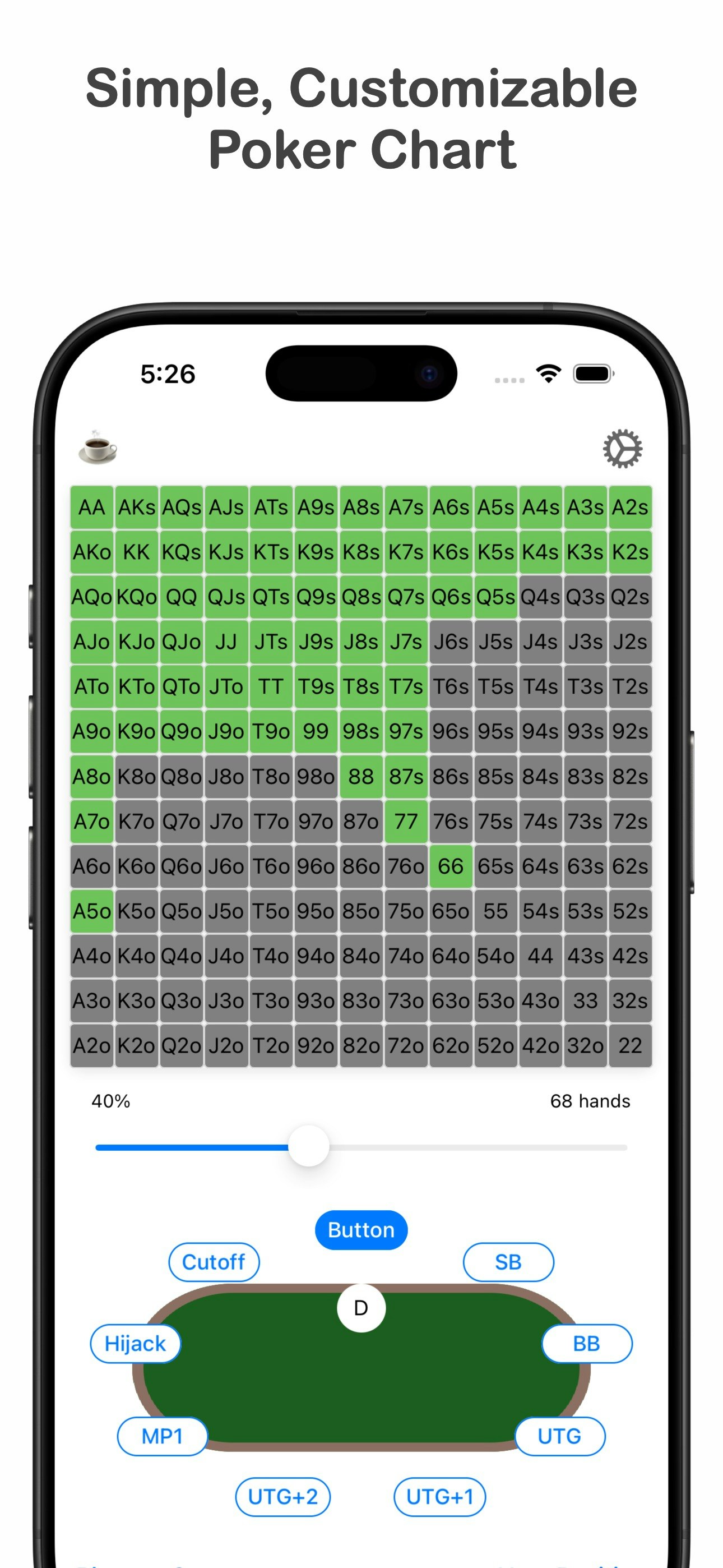 Média Calculateur de gamme de poker - Un graphique Holdem simple et personnalisable 1