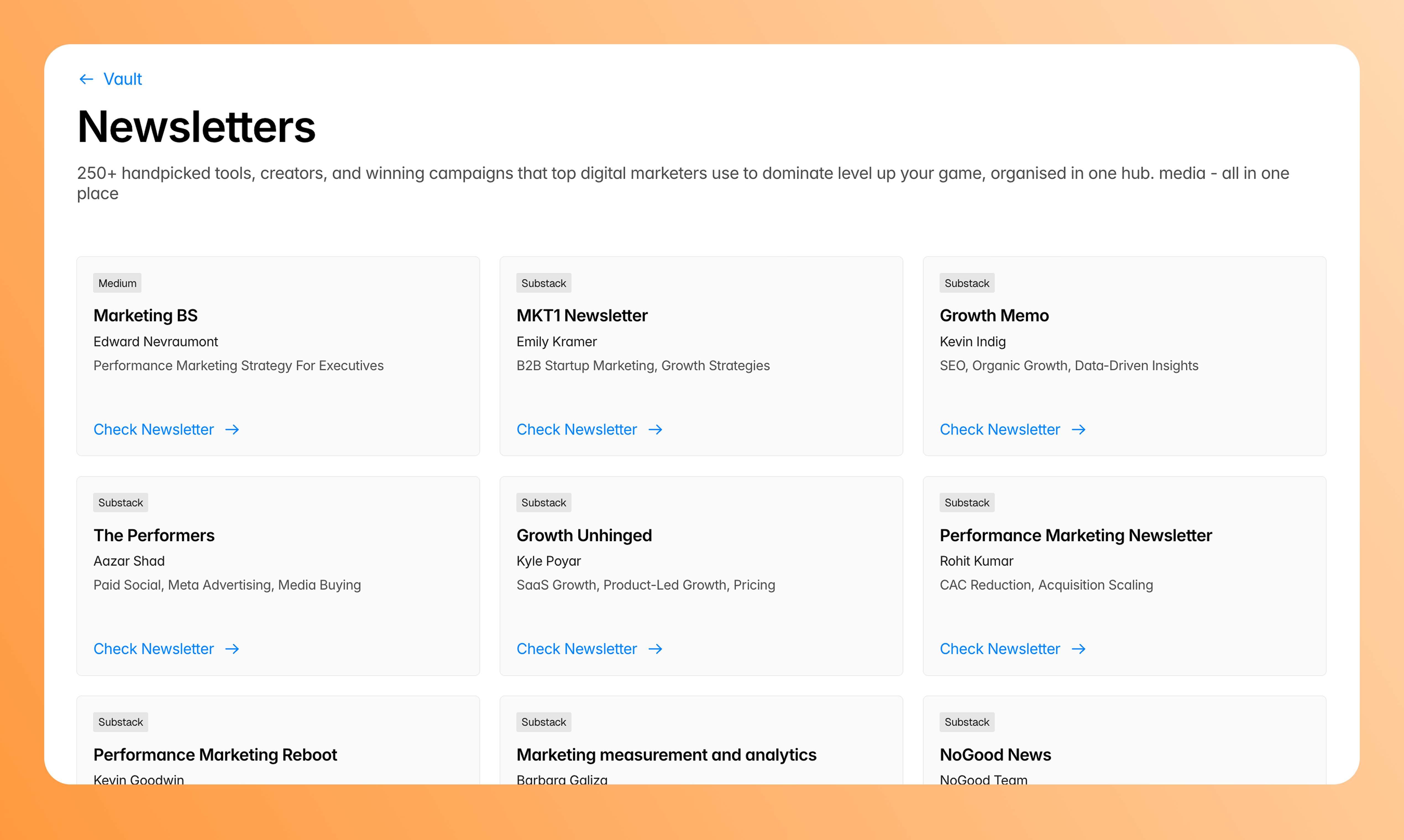 Digital Marketing Vault by Hawky - Screenshot 2 showing product features and functionality