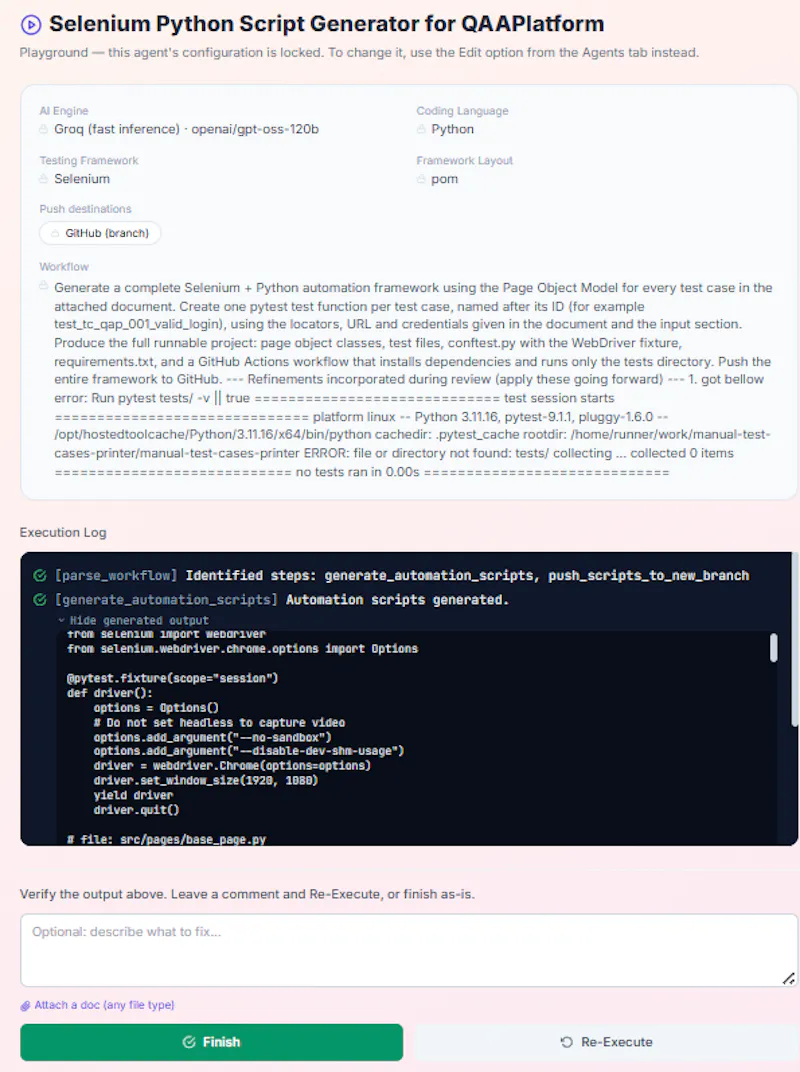 QA Agent Builder screenshot 4