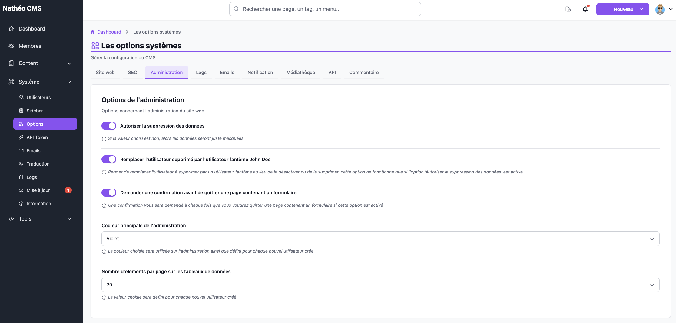 NatheoCMS - Main product screenshot demonstrating key features and user interface