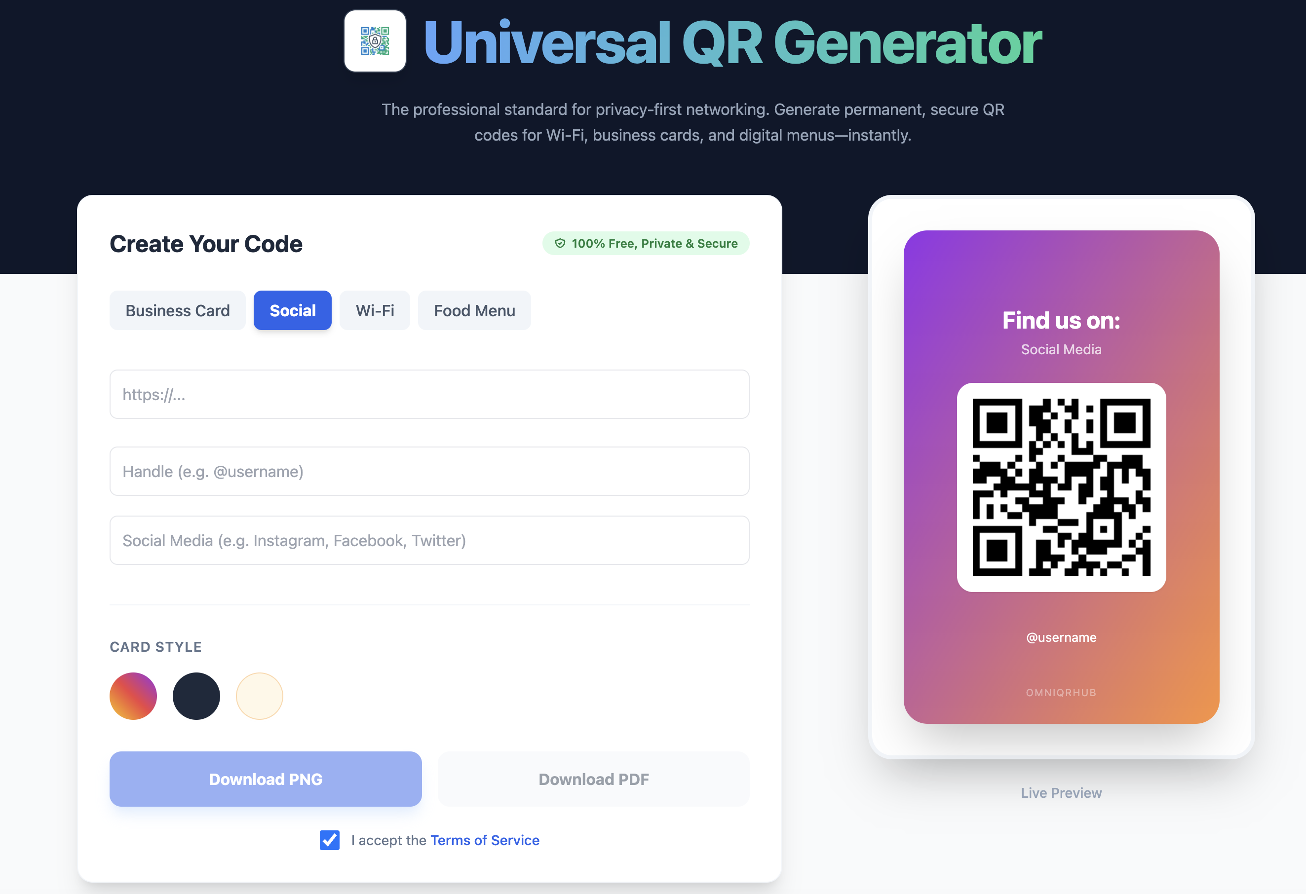 Omni QR Hub - Screenshot 2 showing product features and functionality