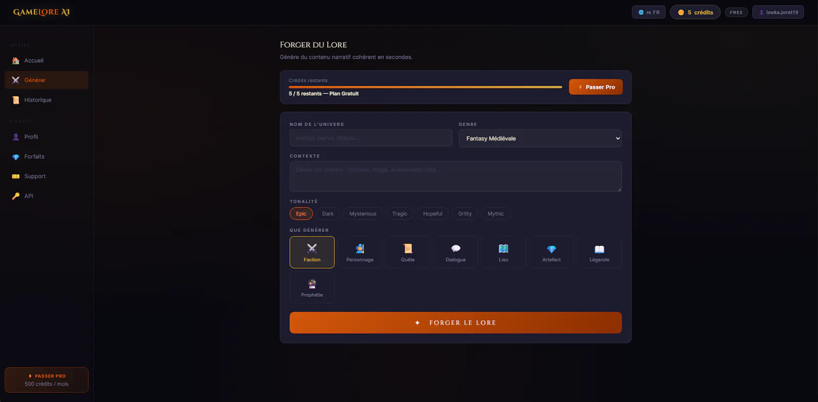 GameLore AI screenshot 2
