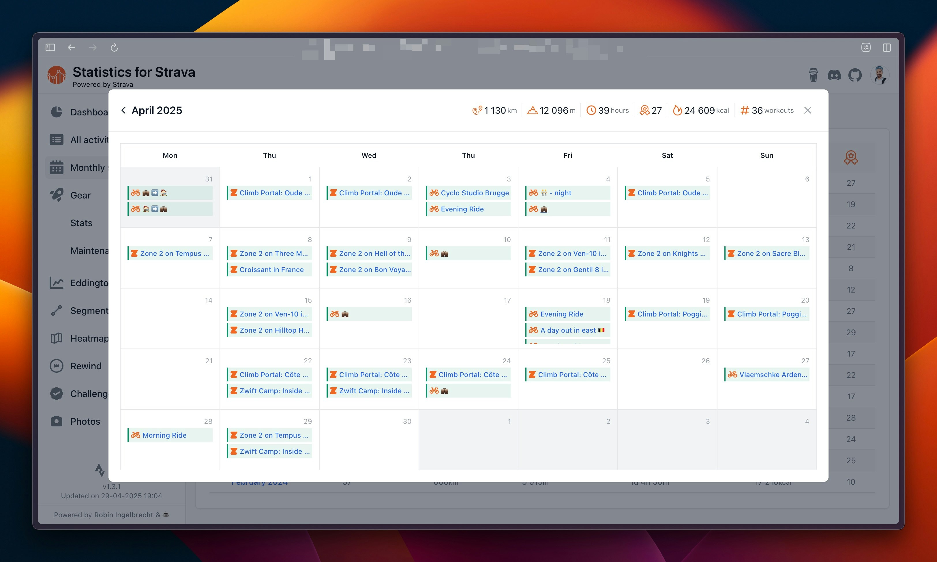 Statistics for Strava gallery image