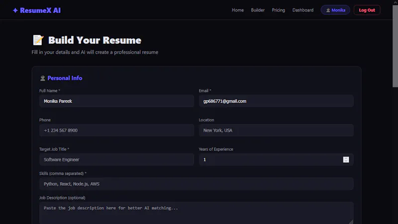 ResumeX AI screenshot 2