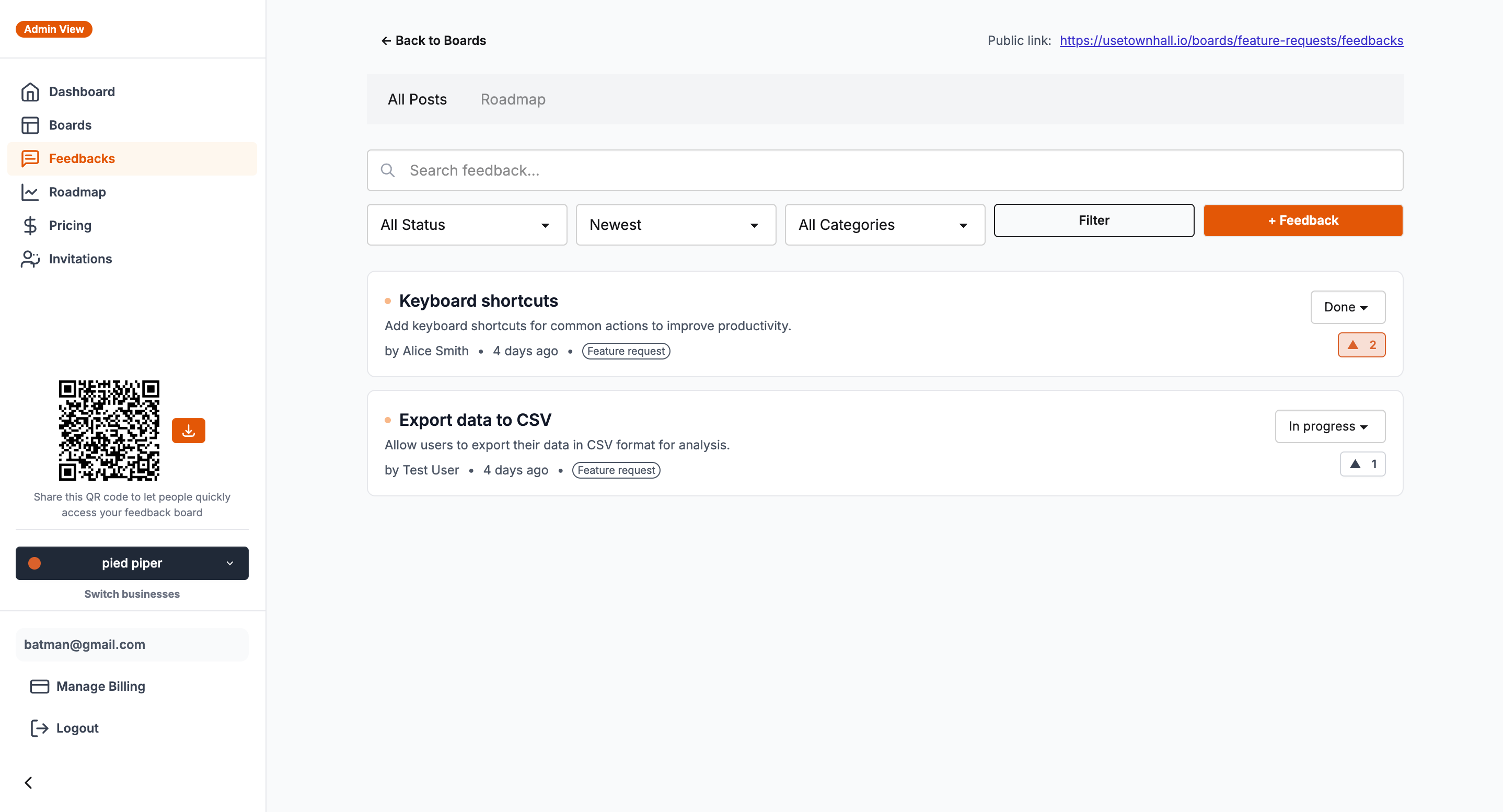 Townhall - Screenshot 2 showing product features and functionality