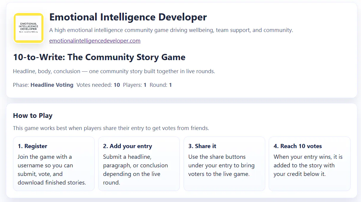 Banner del producto Community Story Game