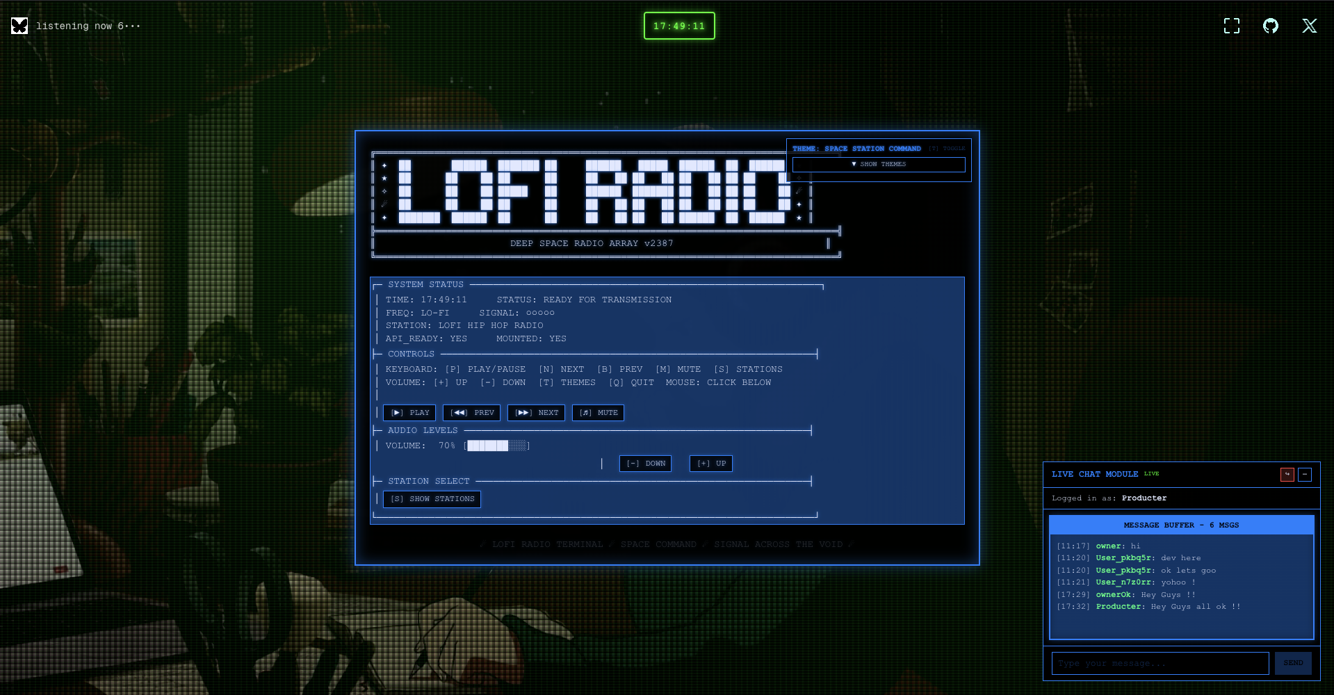 Лофи Радио - Ретро терминал с Lofi Beats Live Chat Community медиа 3